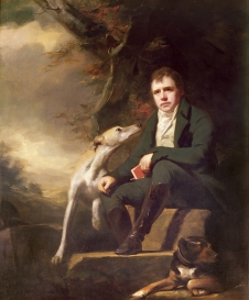 Portrait of Sir Walter Scott and his dogs (oil on canvas) by Raeburn, Sir Henry (1756-1823); Private Collection; (out of copyright)